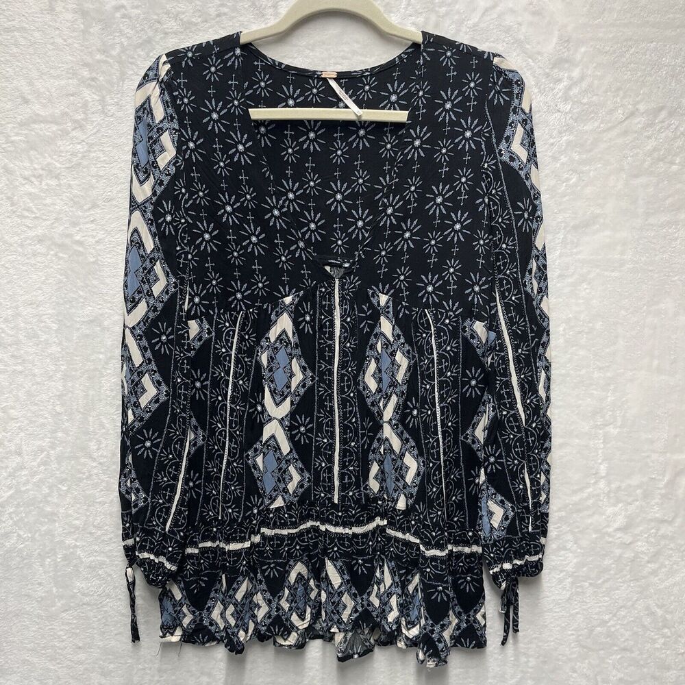 Free People Down By The Bay Tunic Top Womens XS Mini Dress Boho Peasant Fairy